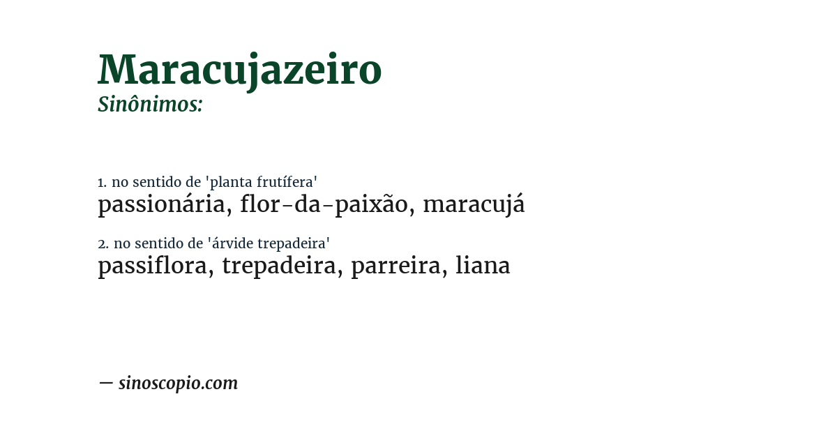Sinônimo de maracujazeiro