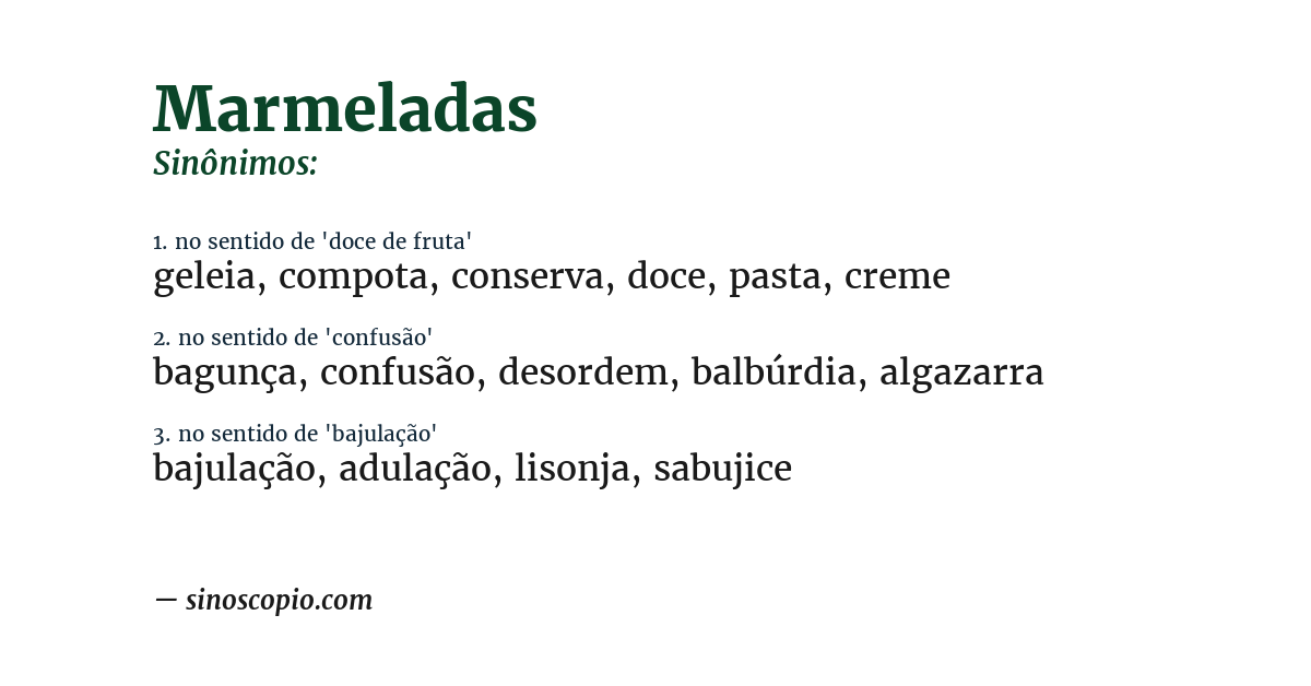 Sinônimo de marmeladas
