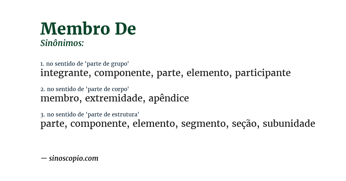 Sinônimo de membro de
