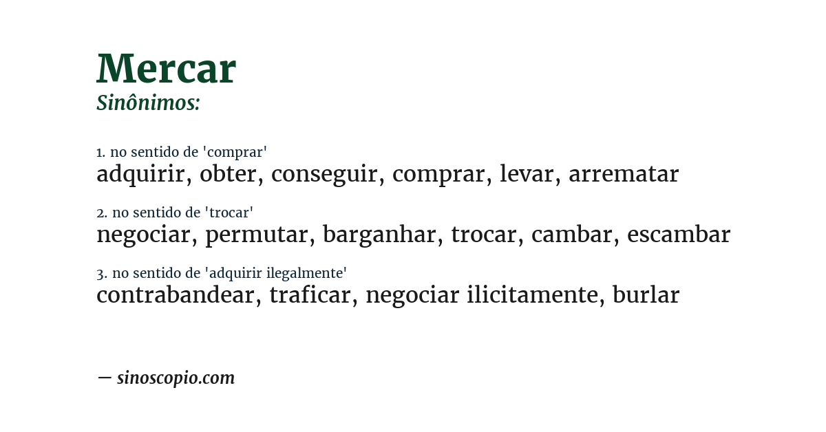 Sinônimo de mercar