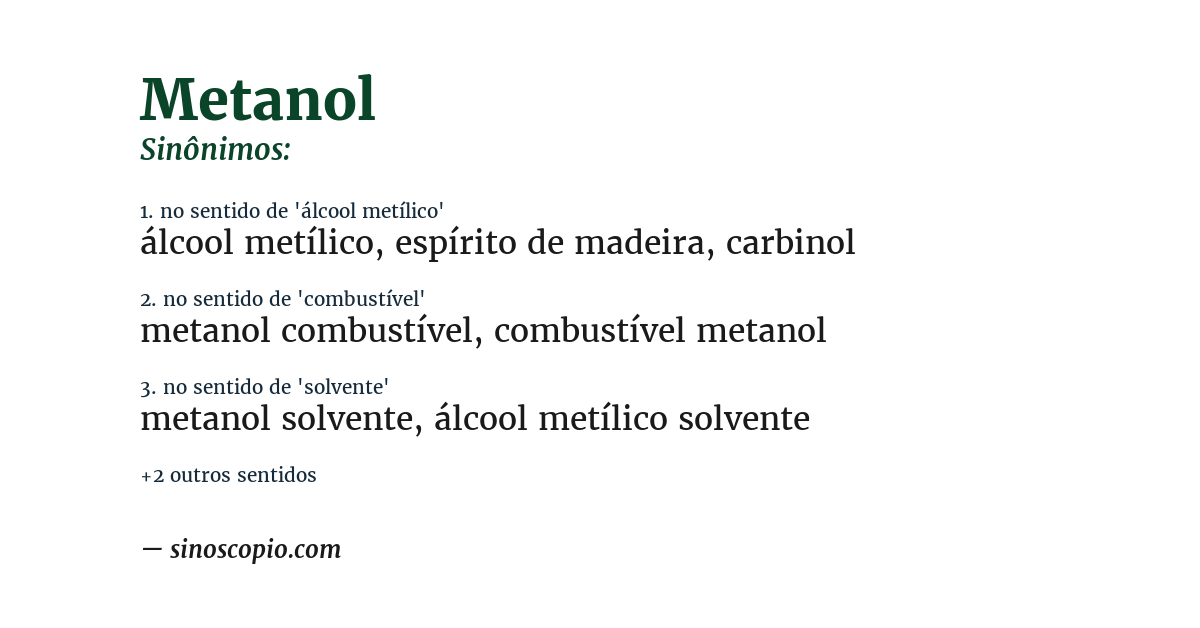 Sinônimo de metanol