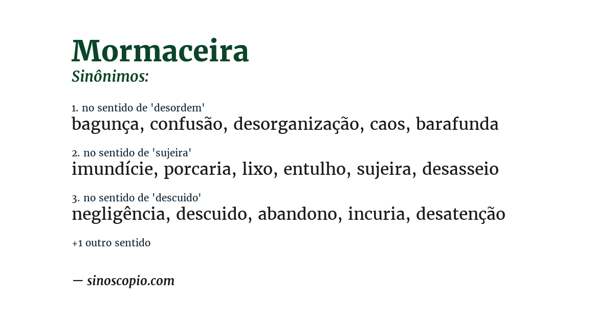 Sinônimo de mormaceira