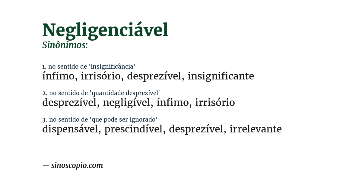 Sinônimo de negligenciável