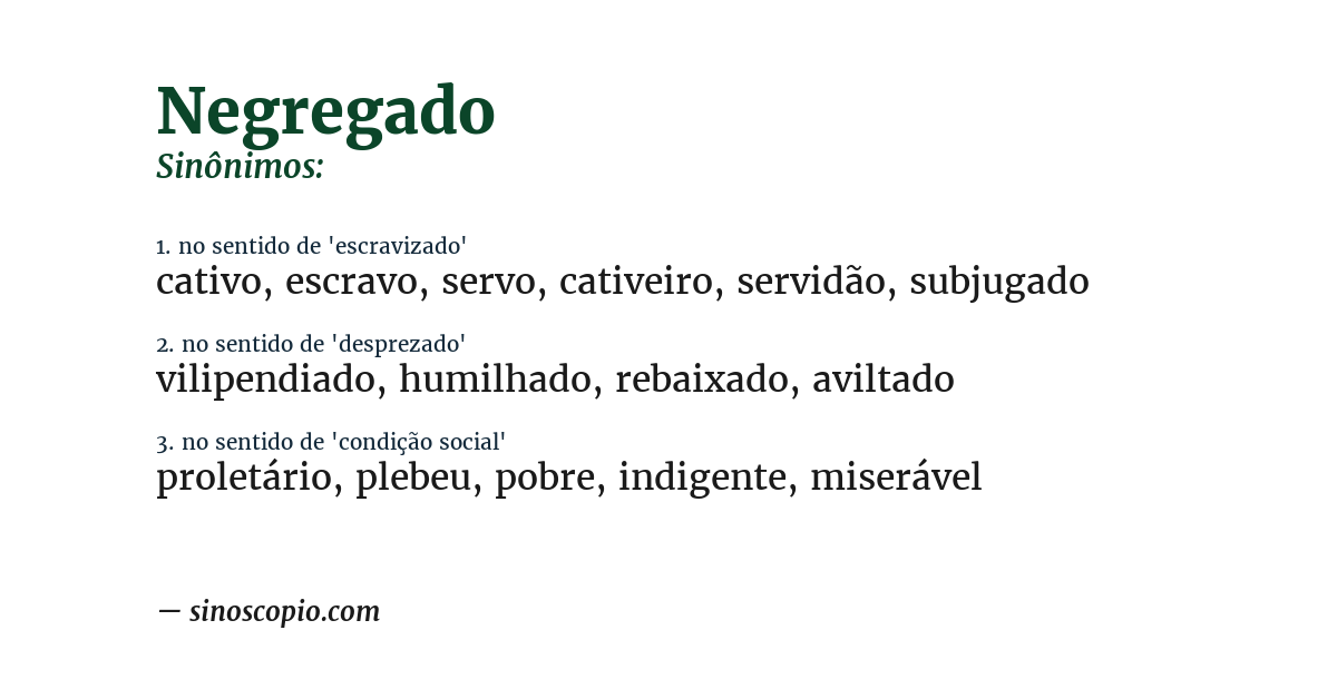 Sinônimo de negregado