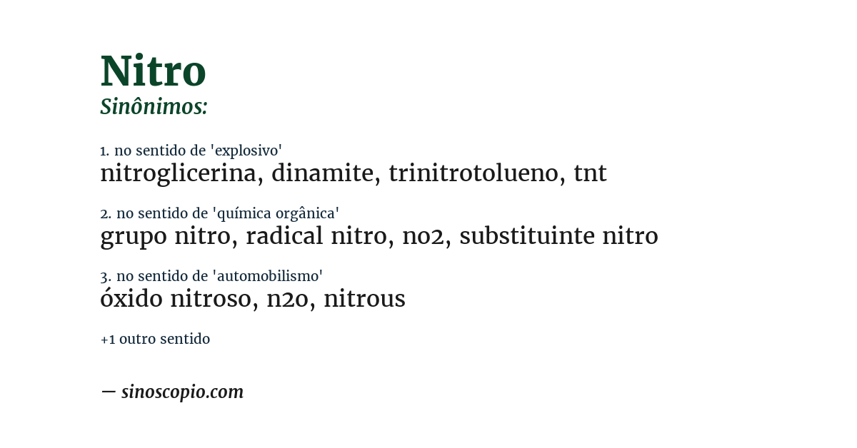 Sinônimo de nitro