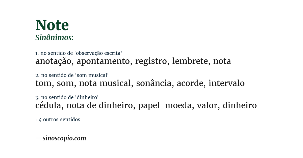 Sinônimo de note