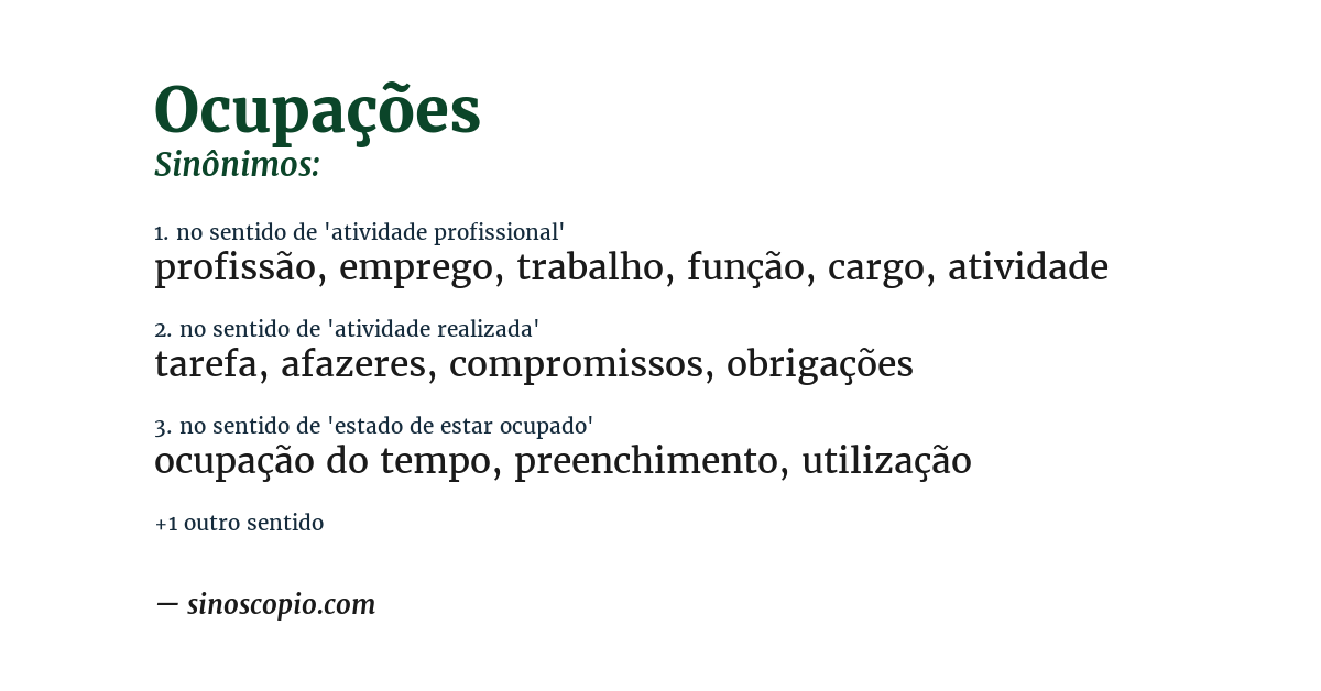 Sinônimo de ocupações