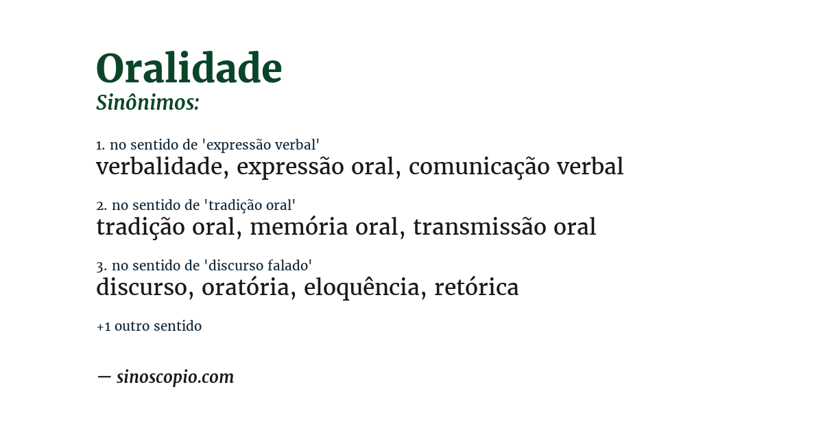Sinônimo de oralidade