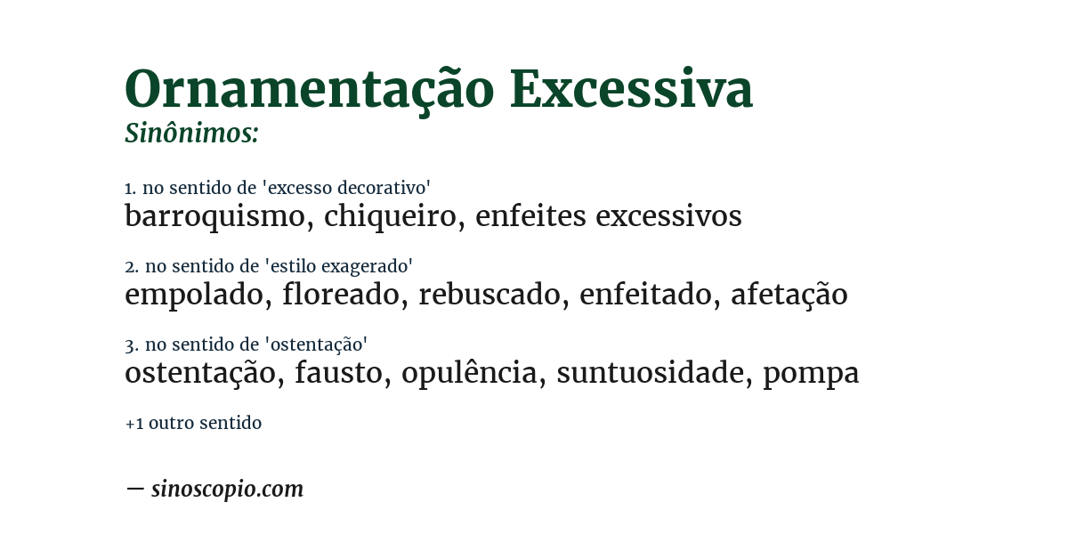 Sinônimo de ornamentação excessiva