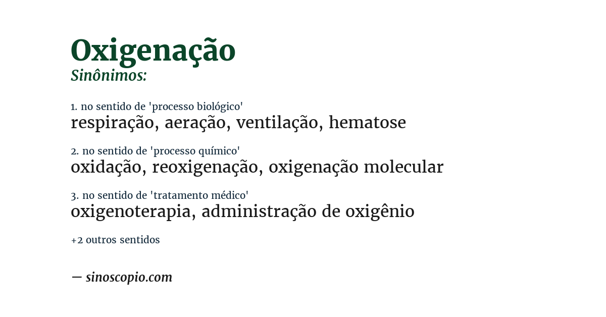 Sinônimo de oxigenação