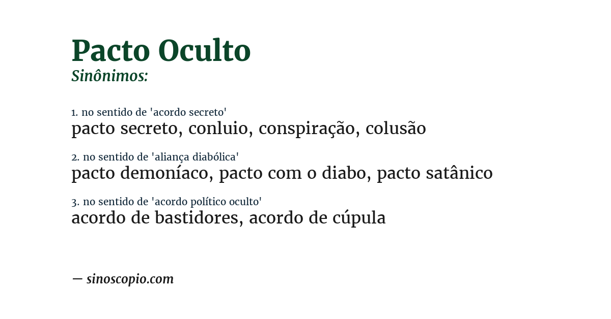 Sinônimo de pacto oculto