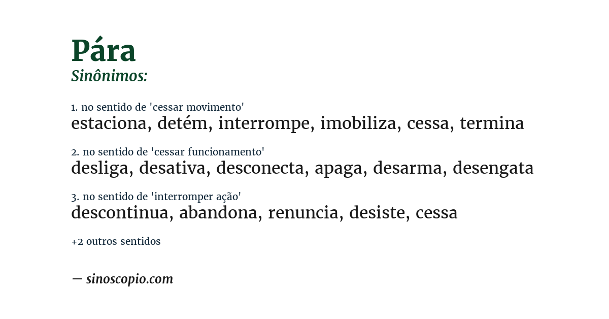 Sinônimo de pára