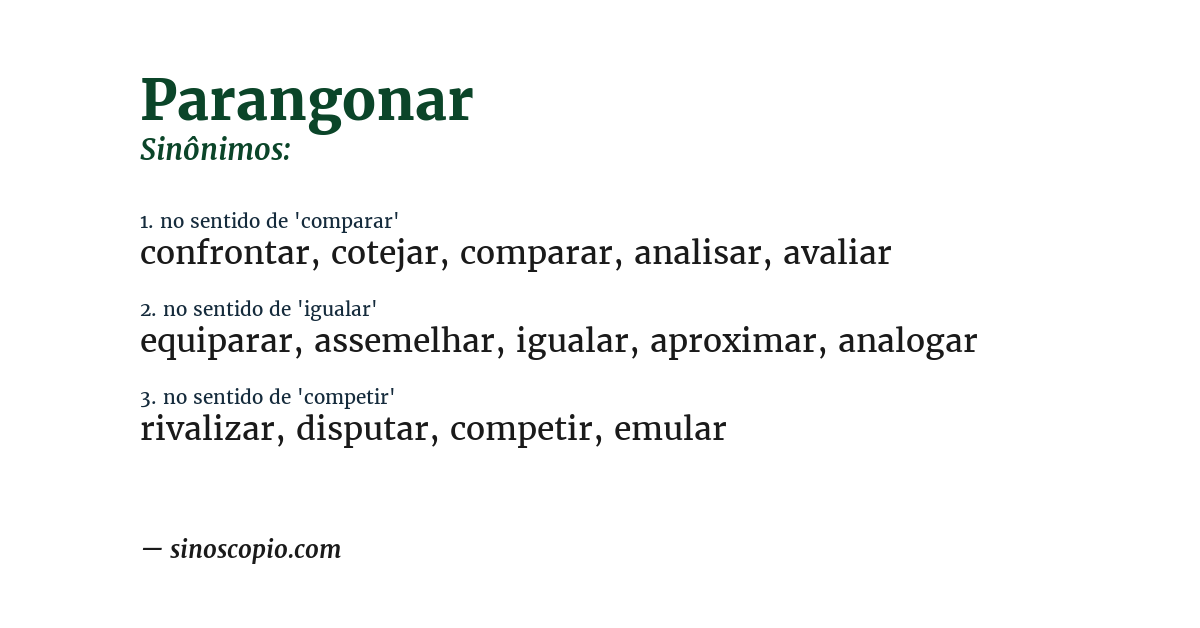 Sinônimo de parangonar
