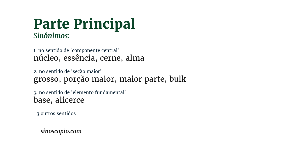 Sinônimo de parte principal