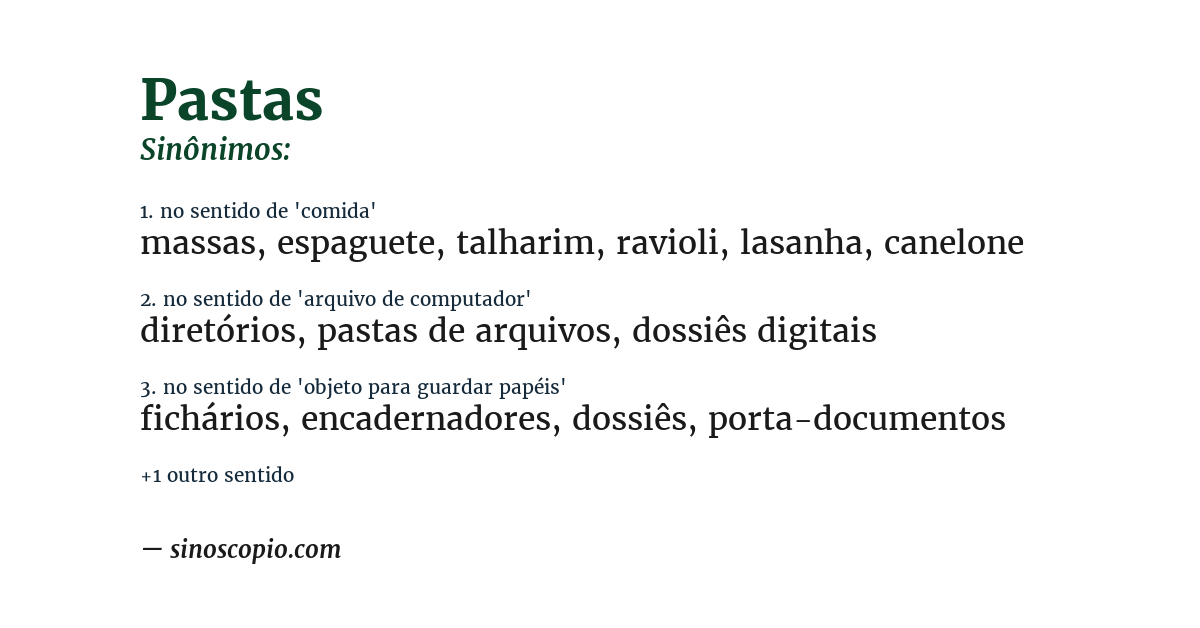 Sinônimo de pastas