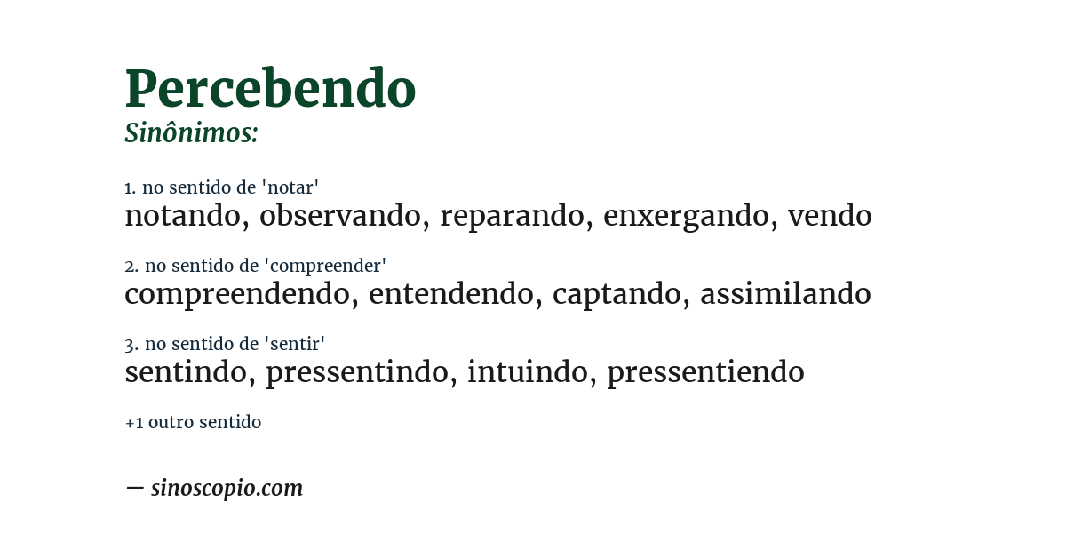 Sinônimo de percebendo