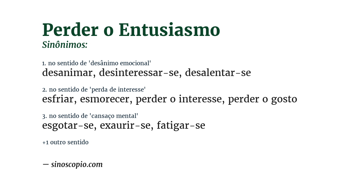 Sinônimo de perder o entusiasmo