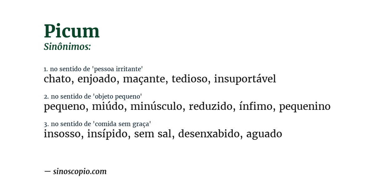Sinônimo de picum