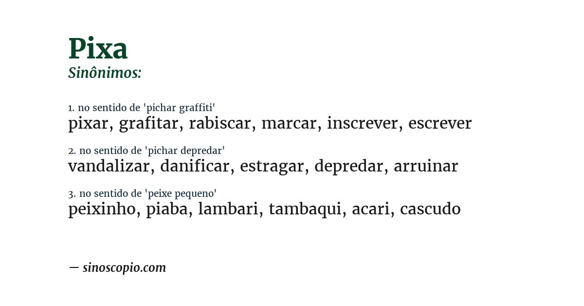 Sinônimo de pixa