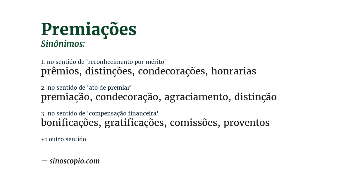 Sinônimo de premiações