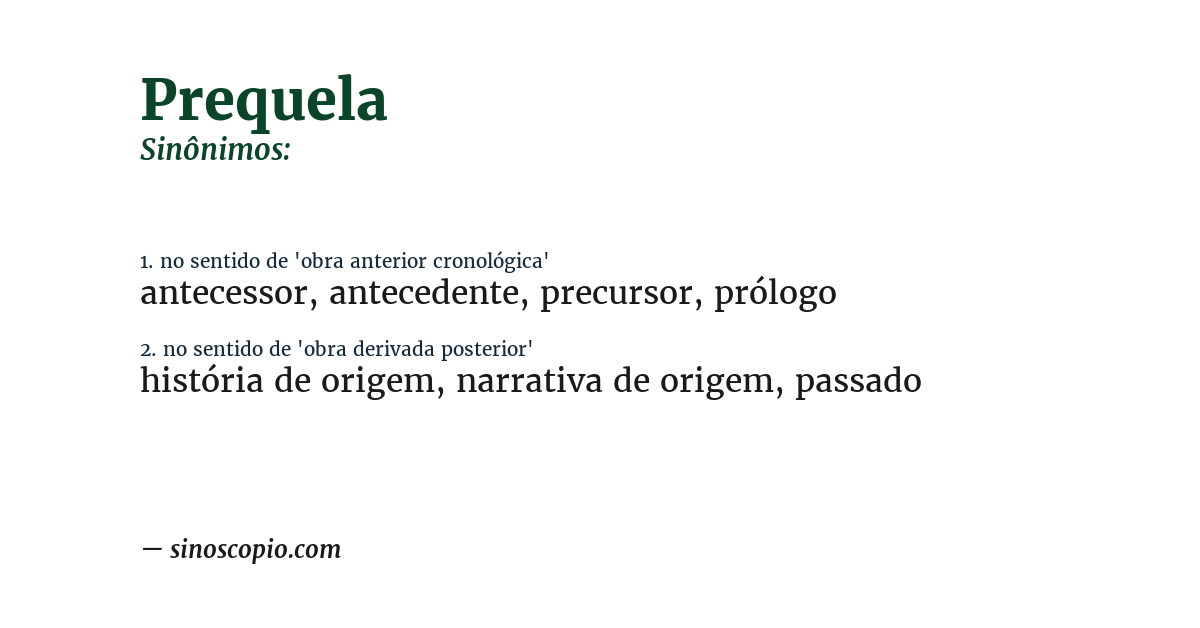 Sinônimo de prequela