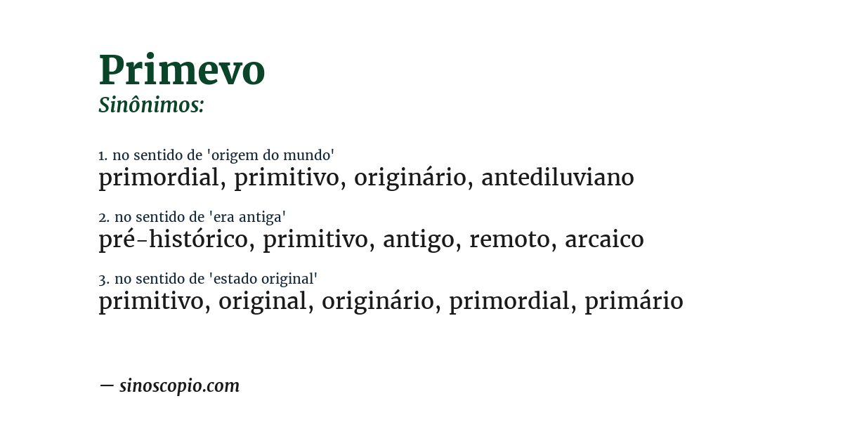 Sinônimo de primevo