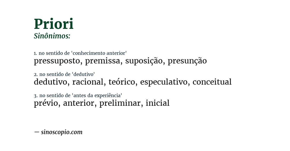 Sinônimo de priori