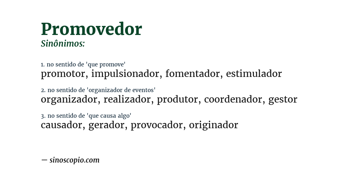 Sinônimo de promovedor
