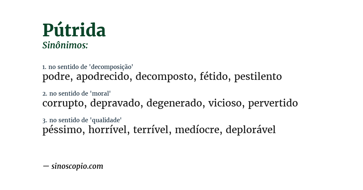 Sinônimo de pútrida