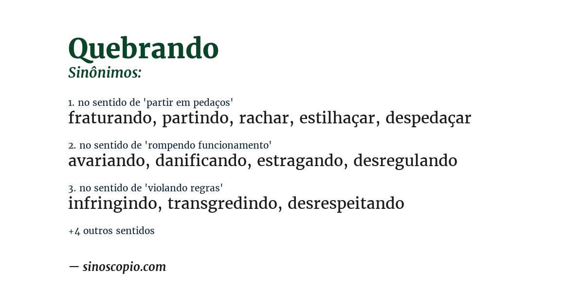 Sinônimo de quebrando