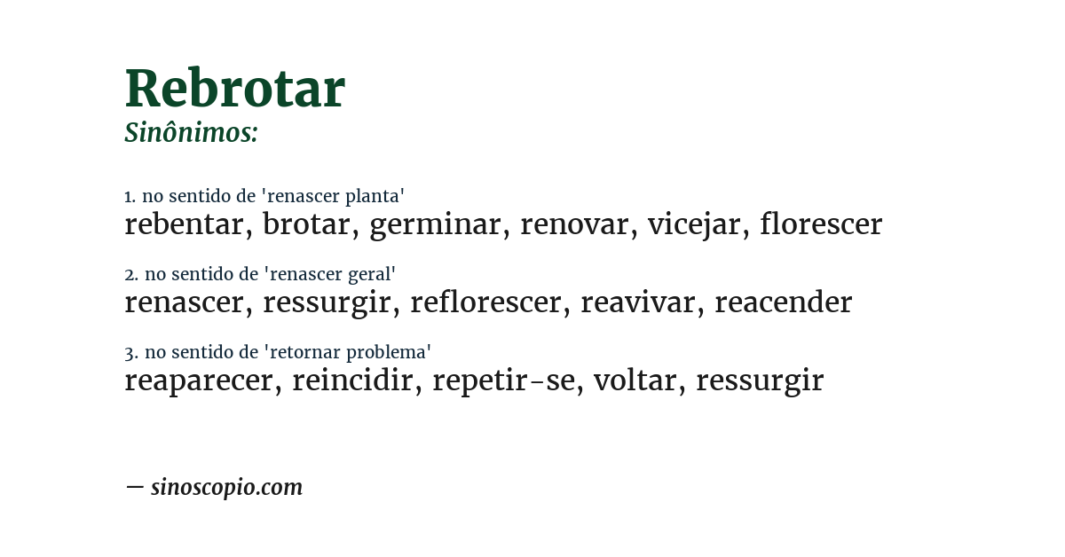 Sinônimo de rebrotar