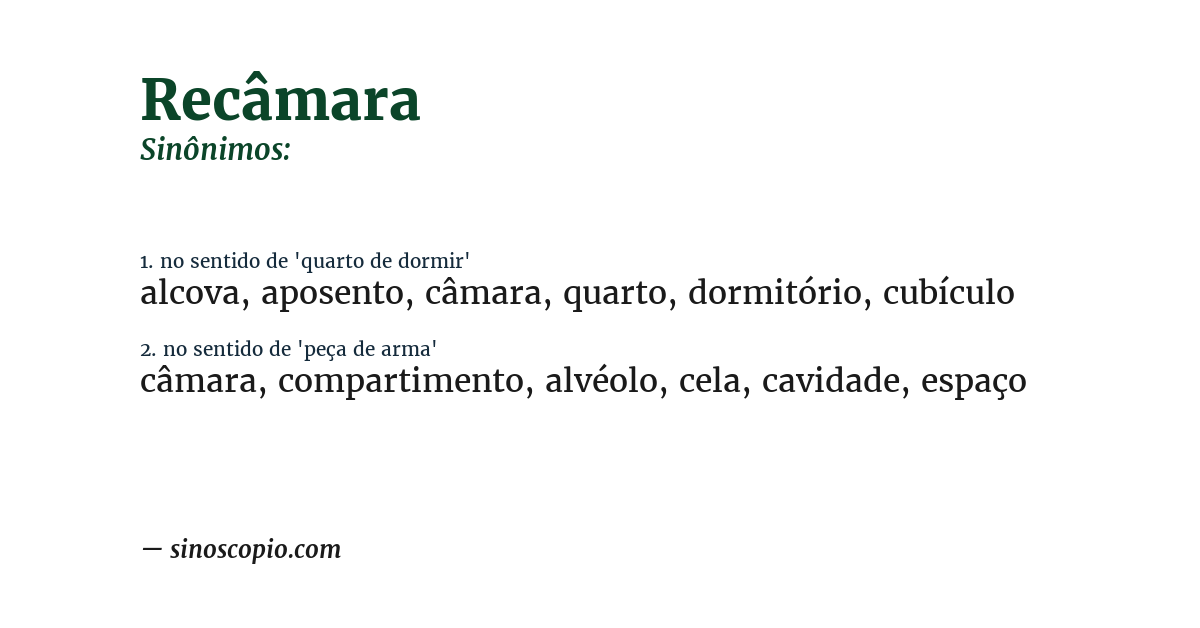 Sinônimo de recâmara