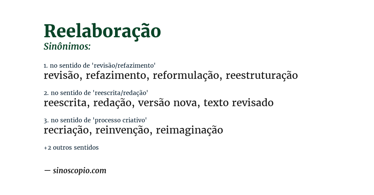 Sinônimo de reelaboração