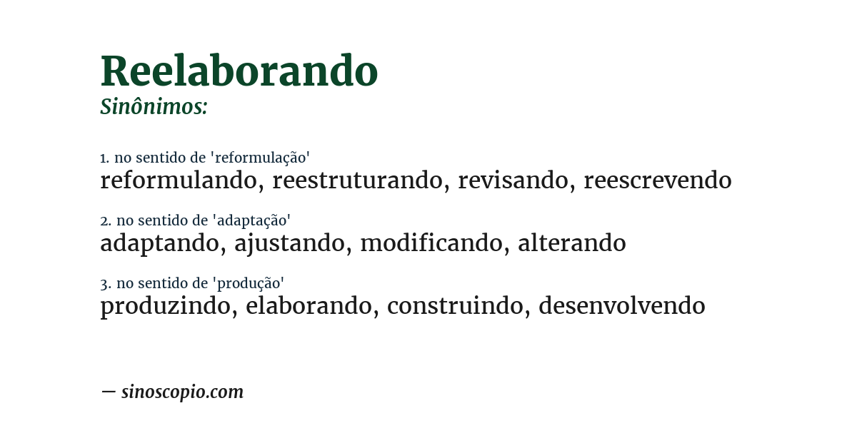 Sinônimo de reelaborando