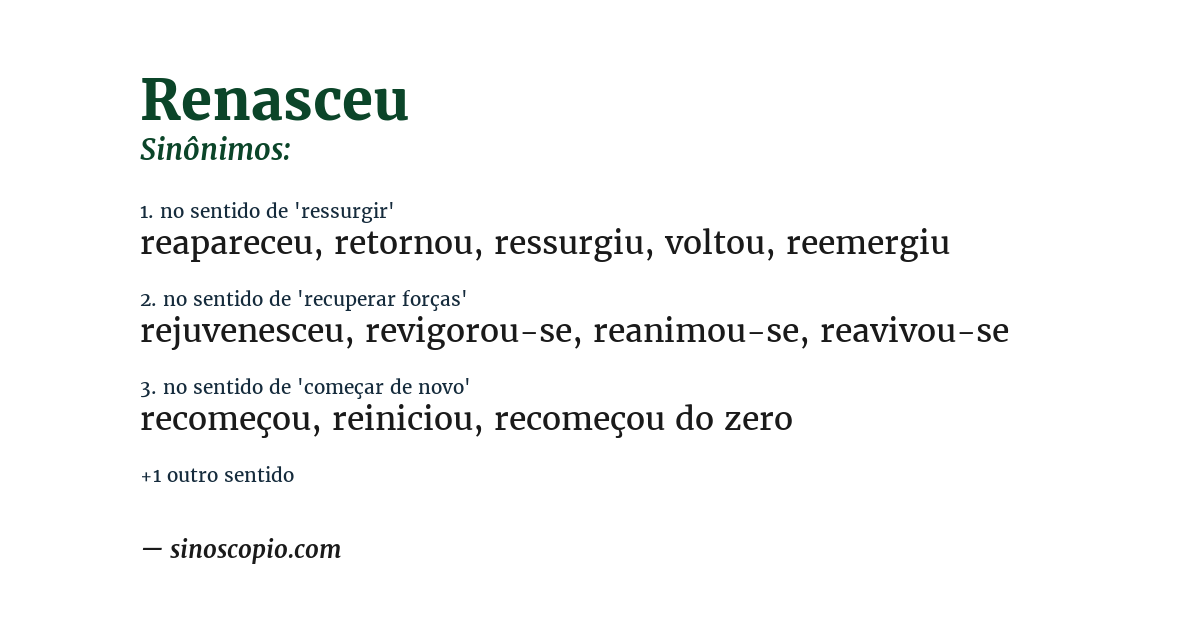 Sinônimo de renasceu