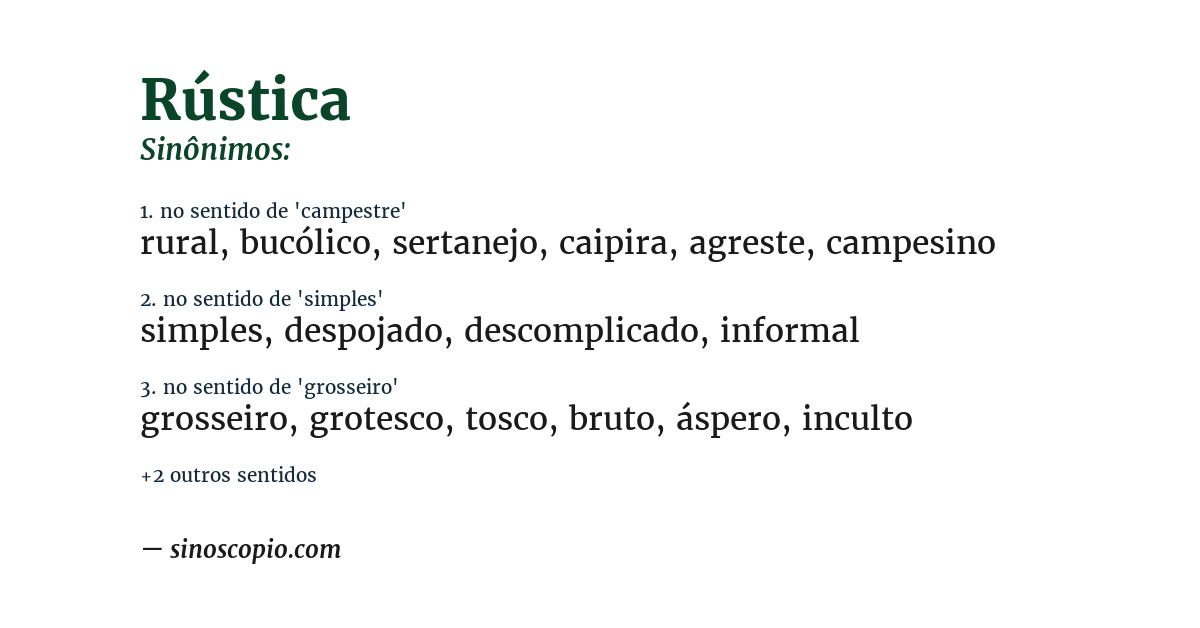 Sinônimo de rústica