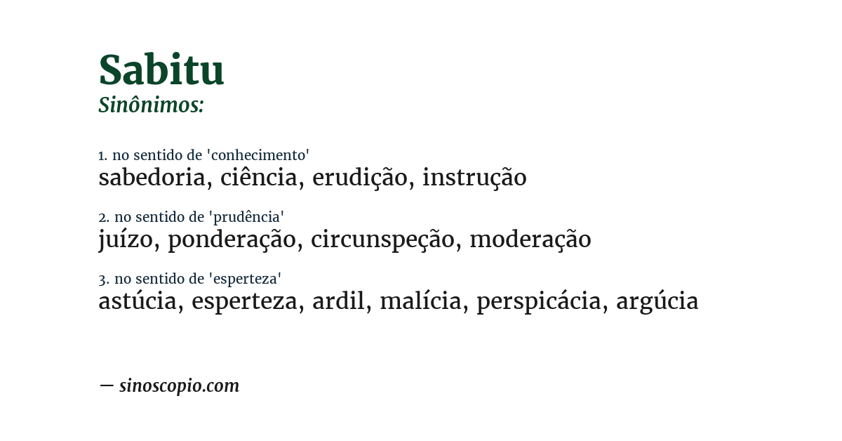 Sinônimo de sabitu
