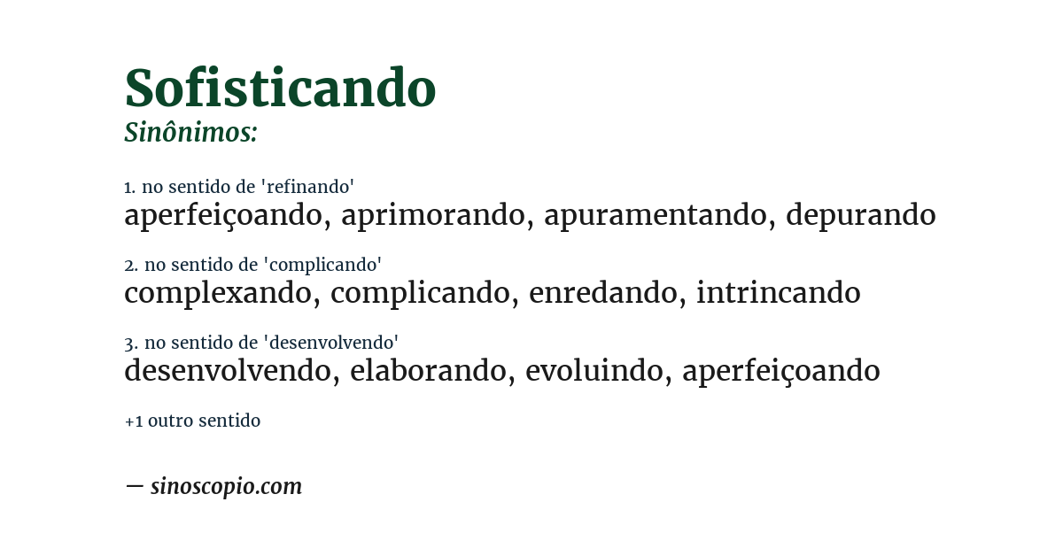 Sinônimo de sofisticando