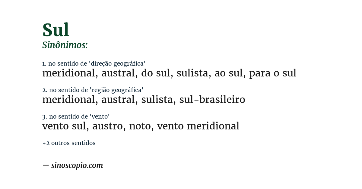 Sinônimo de sul