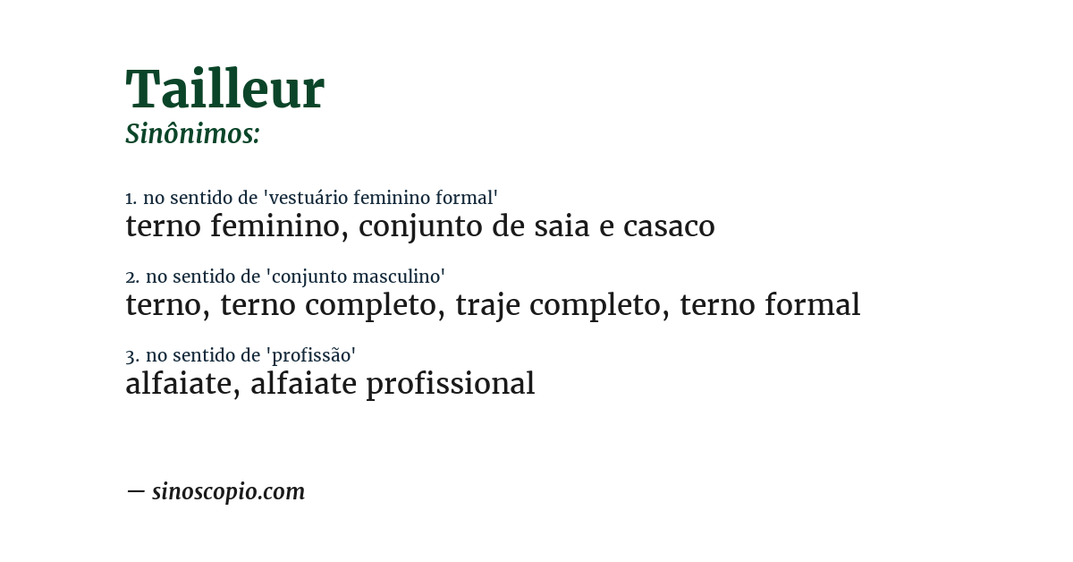 Sinônimo de tailleur