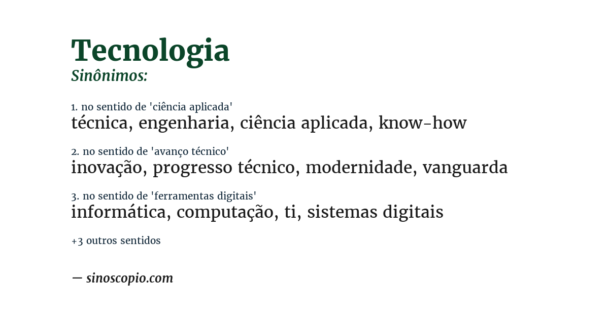 Sinônimo de tecnologia