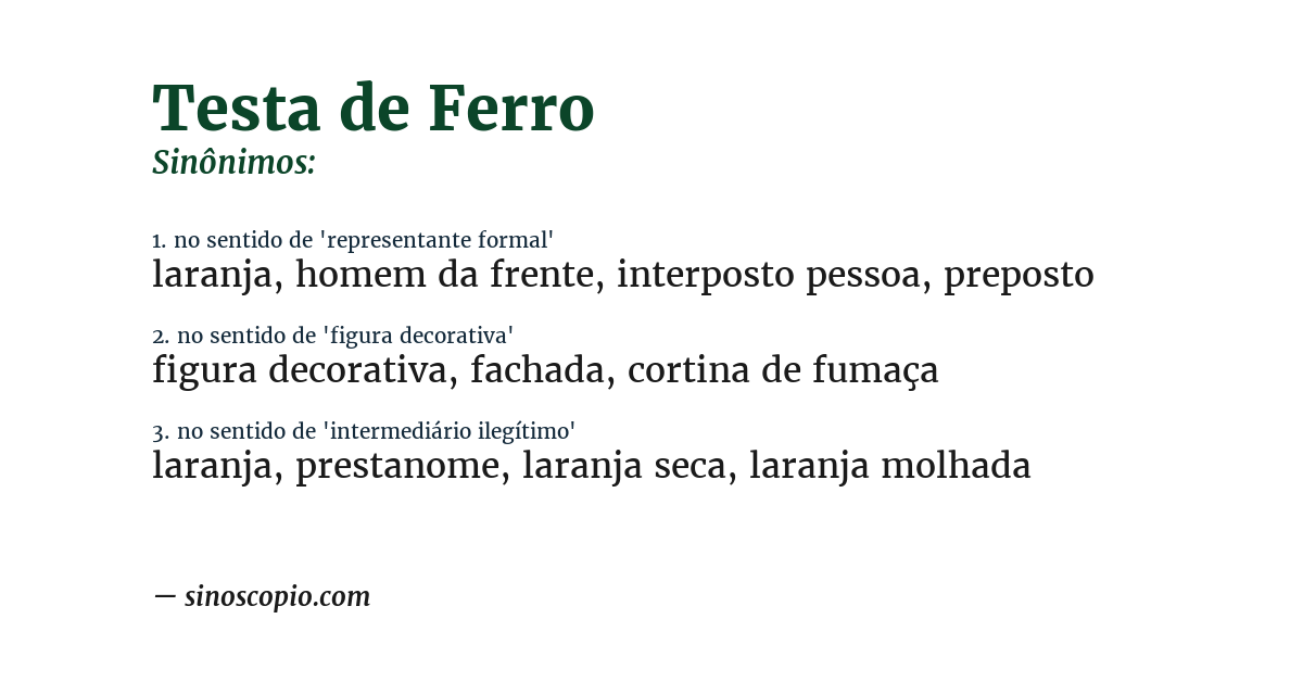 Sinônimo de testa de ferro