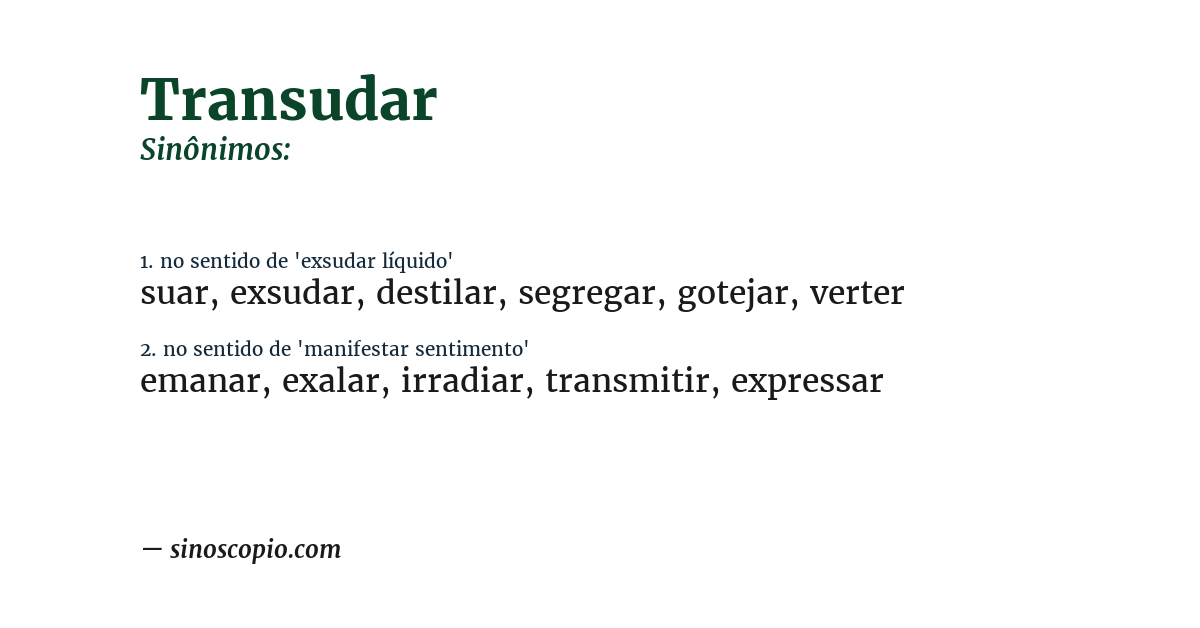 Sinônimo de transudar