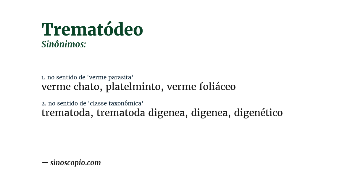 Sinônimo de trematódeo