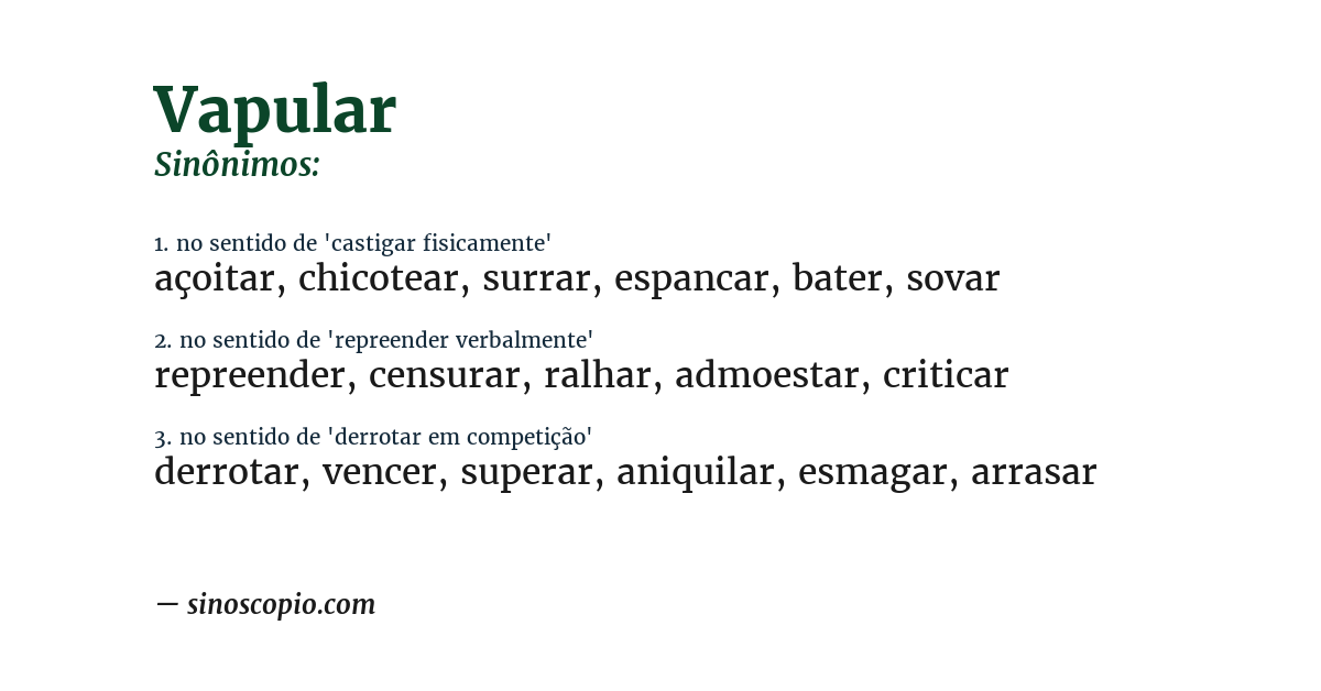 Sinônimo de vapular