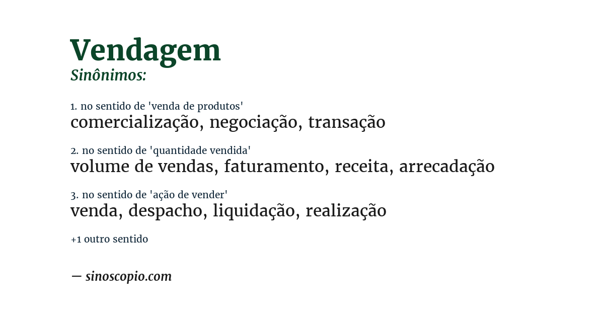 Sinônimo de vendagem