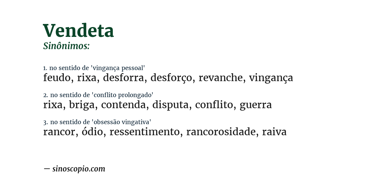 Sinônimo de vendeta