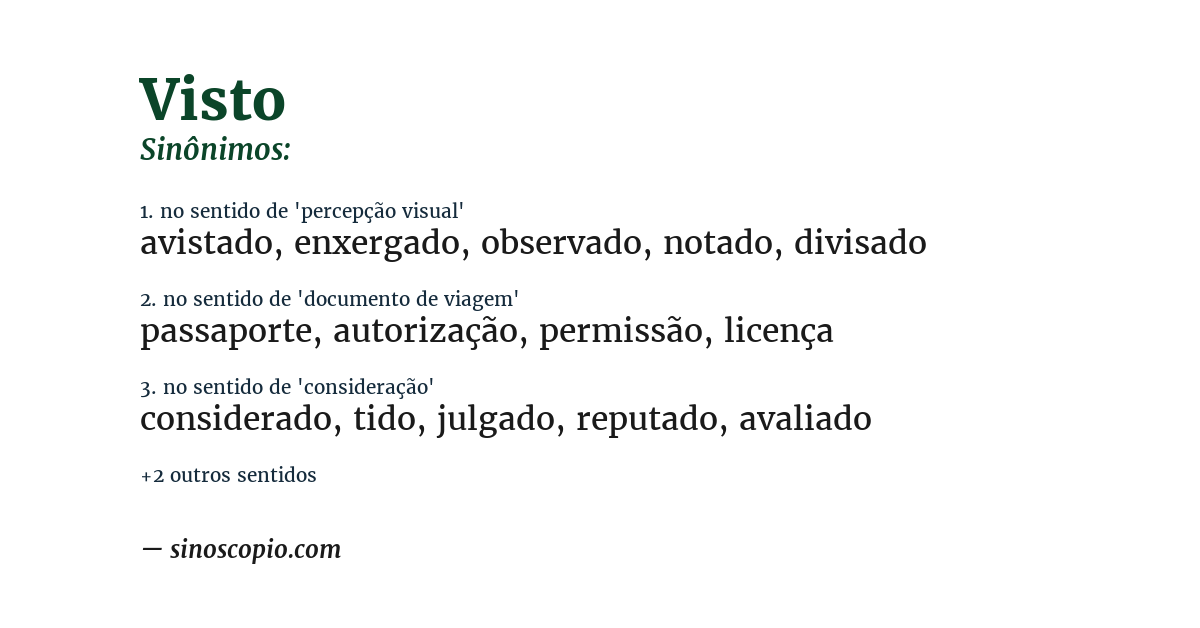 Sinônimo de visto
