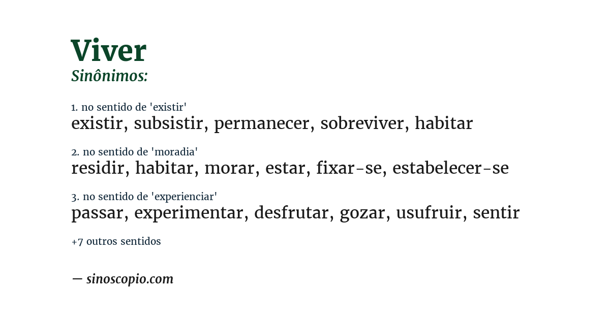 Sinônimo de viver