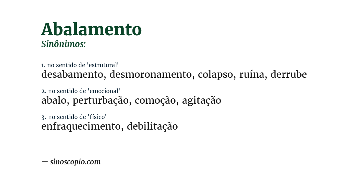 Sinônimo de abalamento